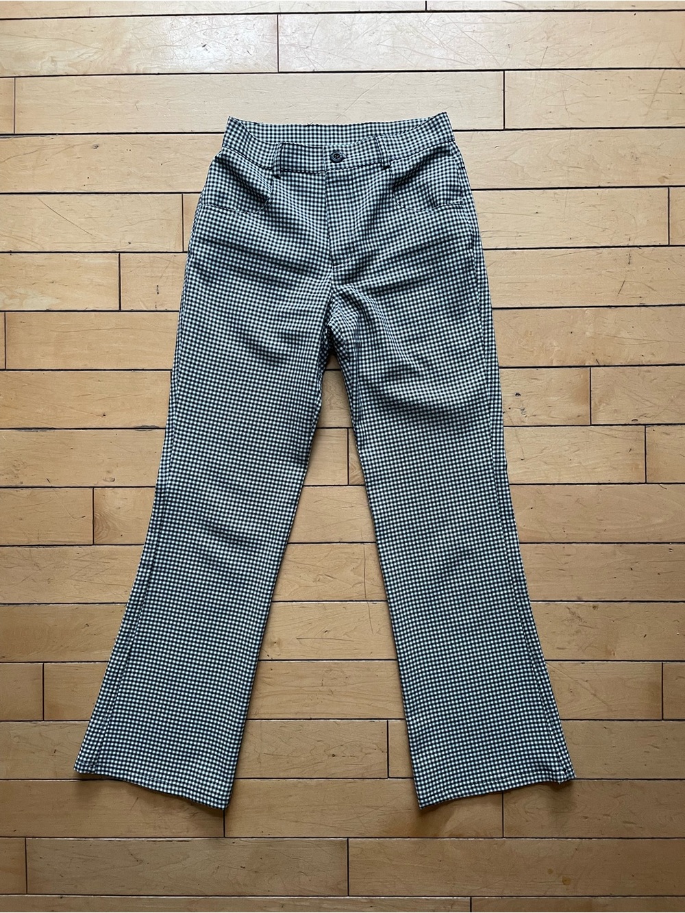 Black & White Gingham Straight-Leg Pants